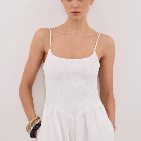 MILANO WHITE COTTON MIDI DRESS - Picture 2 of 5